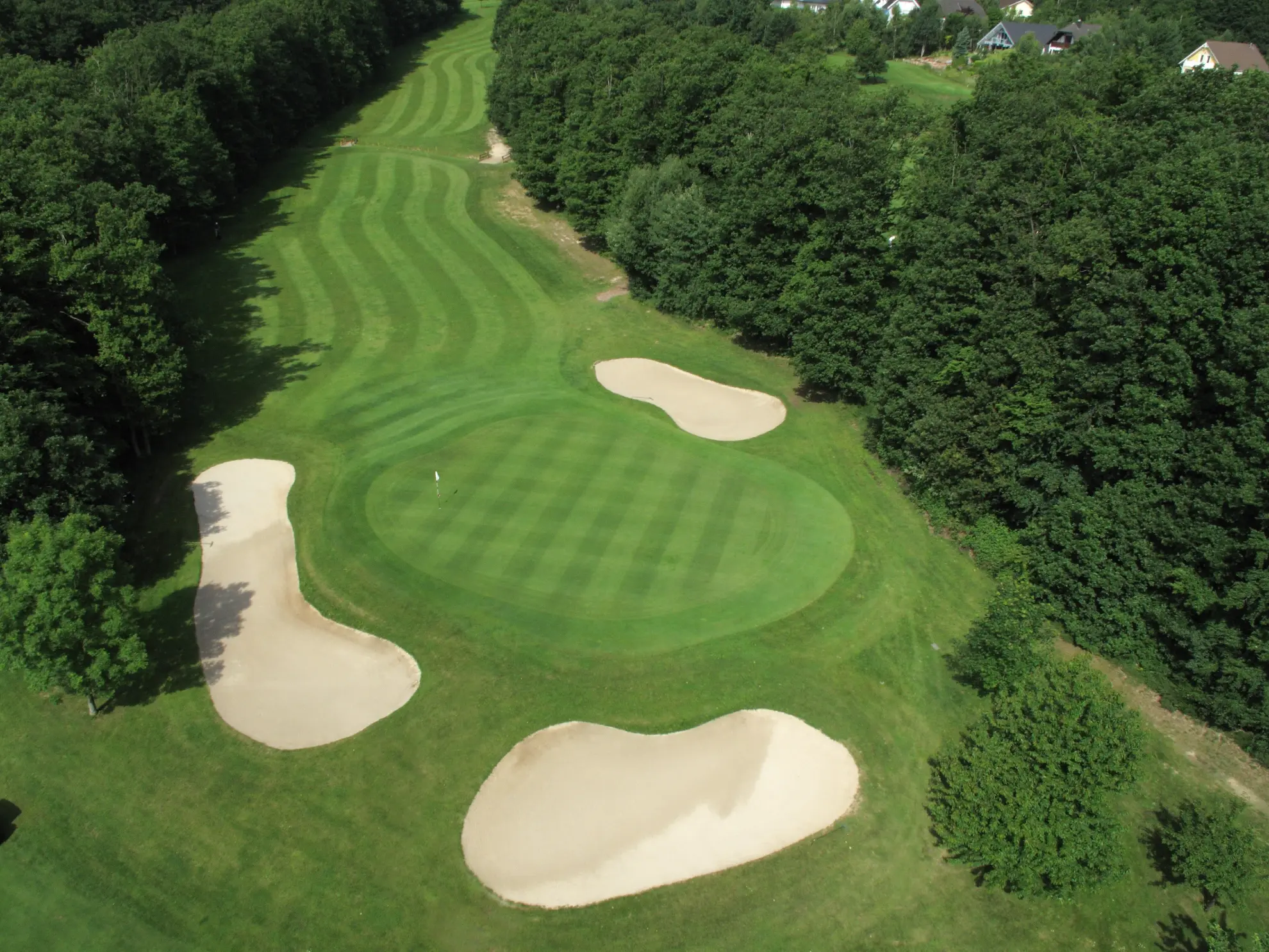 Golfplatz von oben Gruen Bahn 17 1