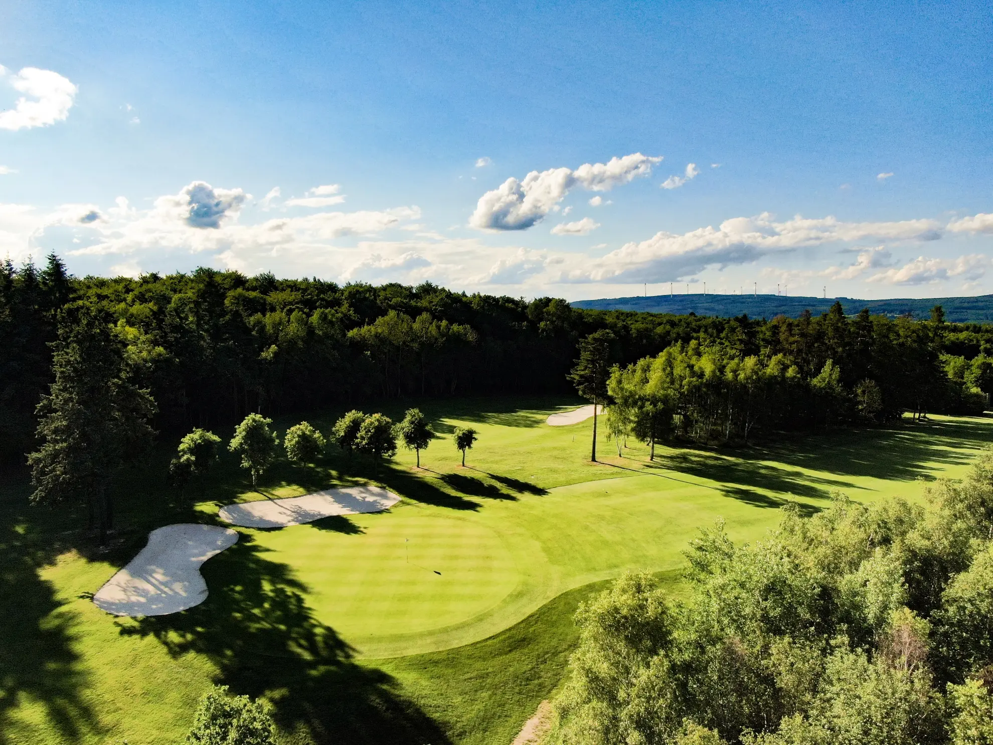 Golfplatz mit Baeumen Bahn 2